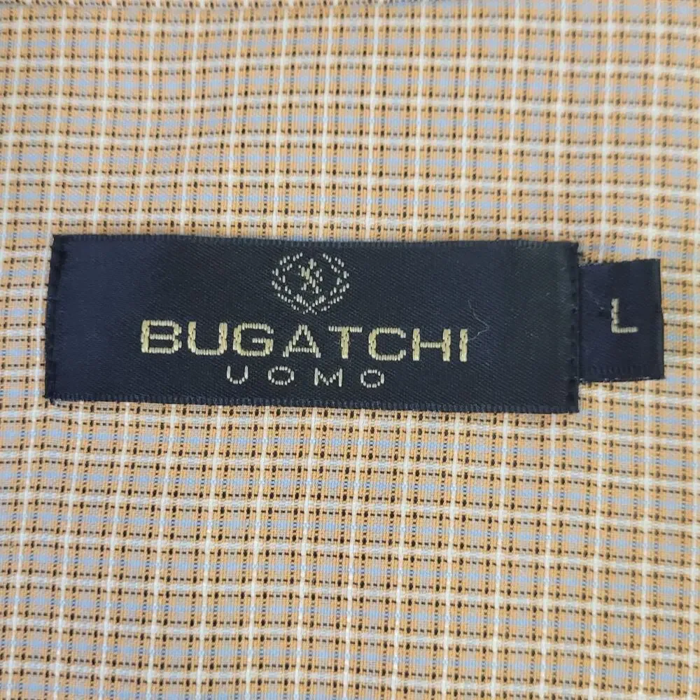 Bugatchi Men's Button-Down Short Sleeve‎ Shirt Size Large Travel Casual Dressy